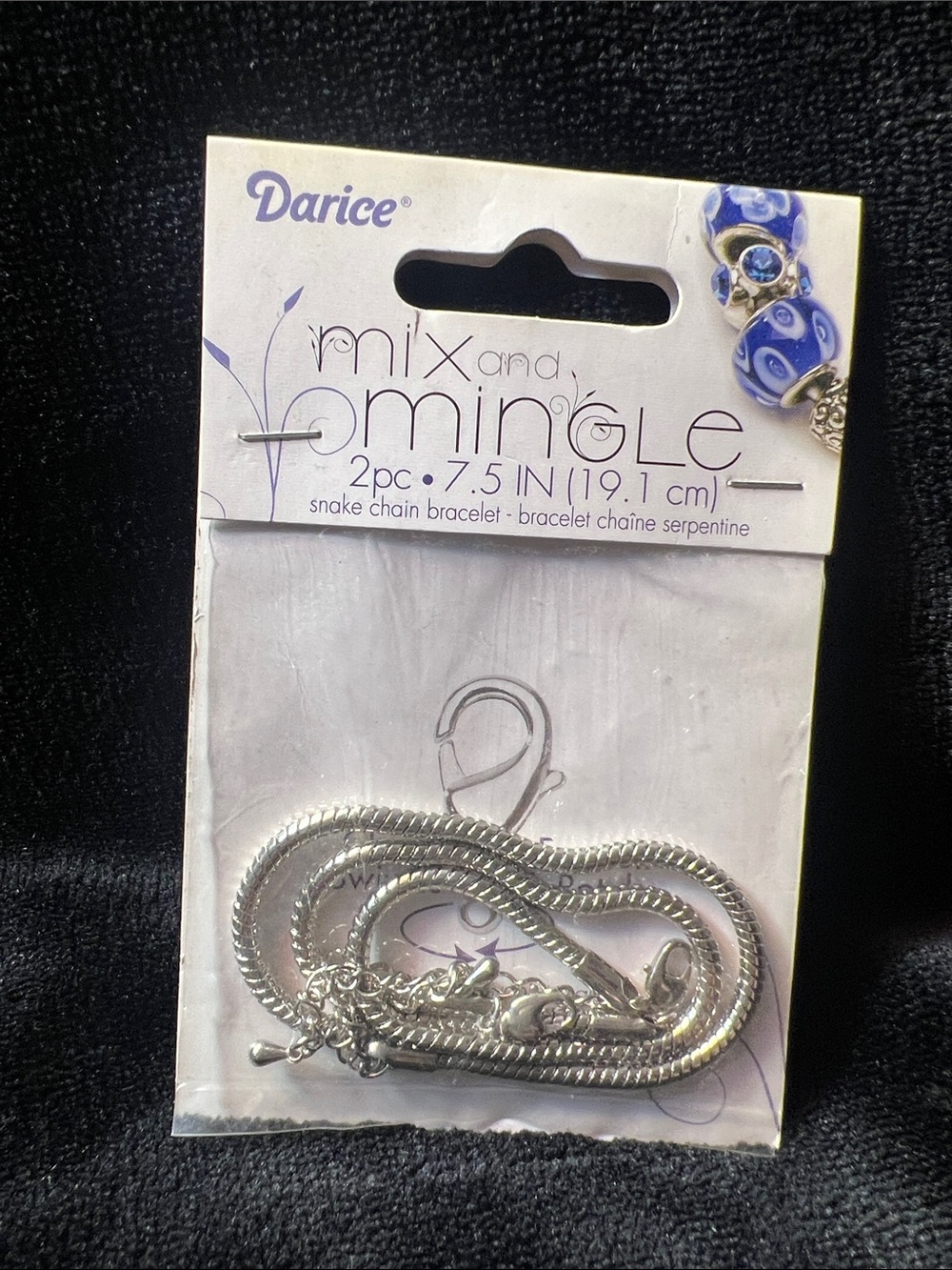 Darice Silver Snake Chain Bracelet Set - Shiny Silver Finish